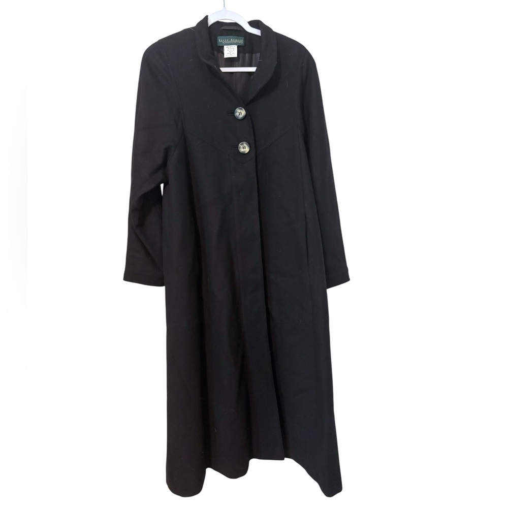 Harve Benard Vintage Long Black Wool Trench Coat